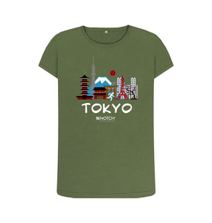 Khaki Tokyo 26.2 White Text Women's T-Shirt