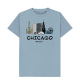 Stone Blue Chicago  26.2  Black Text Men's  T-Shirt