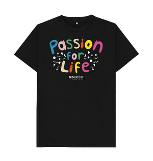 Black Men's Black Multicoloured Bubble Passion For Life T-Shirt