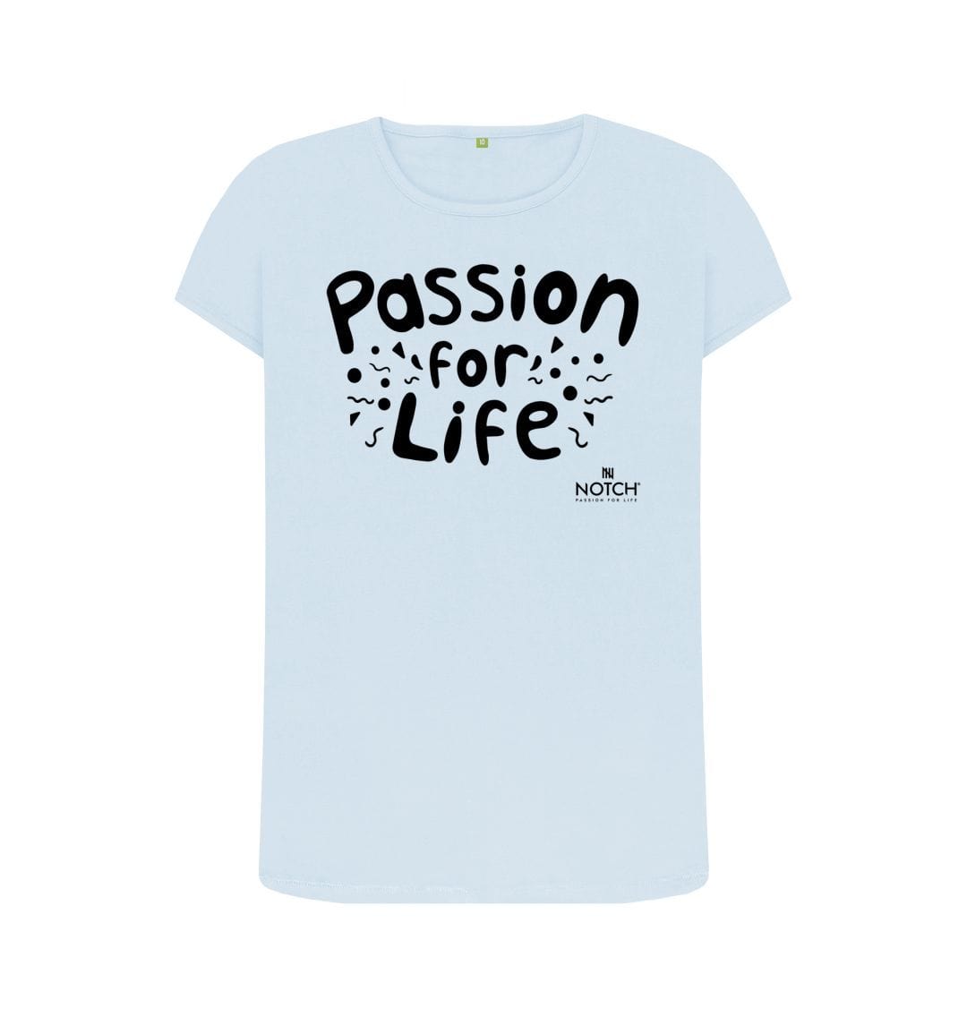 Sky Blue Women's Black Bubble Passion For Life T-Shirt
