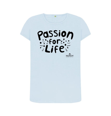 Sky Blue Women's Black Bubble Passion For Life T-Shirt