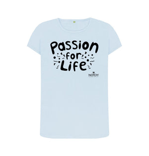 Sky Blue Women's Black Bubble Passion For Life T-Shirt