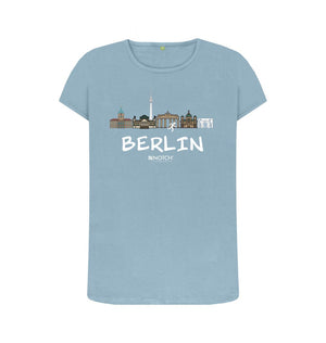 Stone Blue Berlin 26.2 White Text Women's T-Shirt