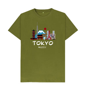 Moss Green Tokyo 26.2 White Text Men's T-Shirt