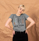 Women's 26.2 New York Black Text T-Shirt