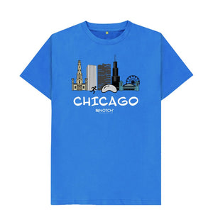 Bright Blue Chicago 26.2 White Text Men's T-Shirt