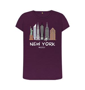 Purple New York 26.2  White Text Women's T-Shirt