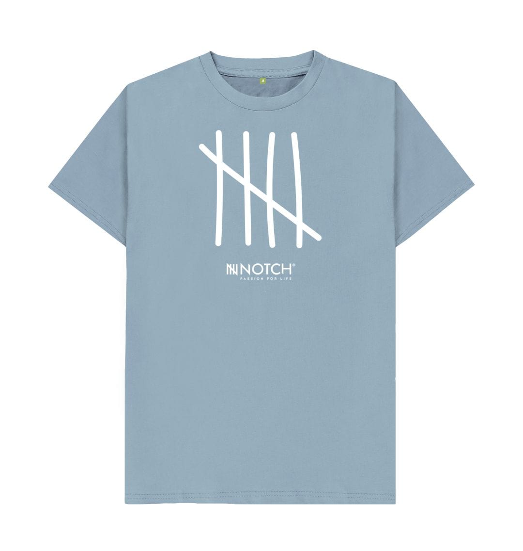 Stone Blue Men's All White Tally T-Shirt