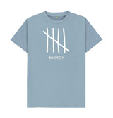 Stone Blue Men's All White Tally T-Shirt