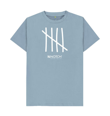 Stone Blue Men's All White Tally T-Shirt