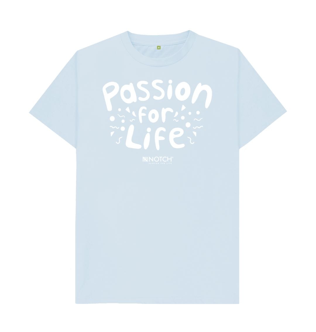 Sky Blue Men's White Bubble Passion For Life T-Shirt