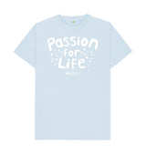 Sky Blue Men's White Bubble Passion For Life T-Shirt