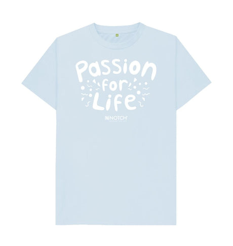 Sky Blue Men's White Bubble Passion For Life T-Shirt