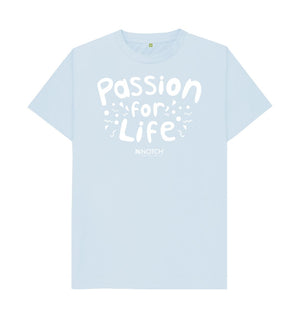 Sky Blue Men's White Bubble Passion For Life T-Shirt