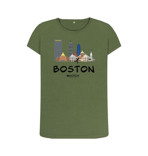 Khaki Boston 26.2 Black Text Women's T-Shirt
