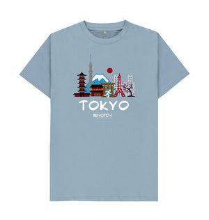 Stone Blue Tokyo 26.2 White Text Men's T-Shirt