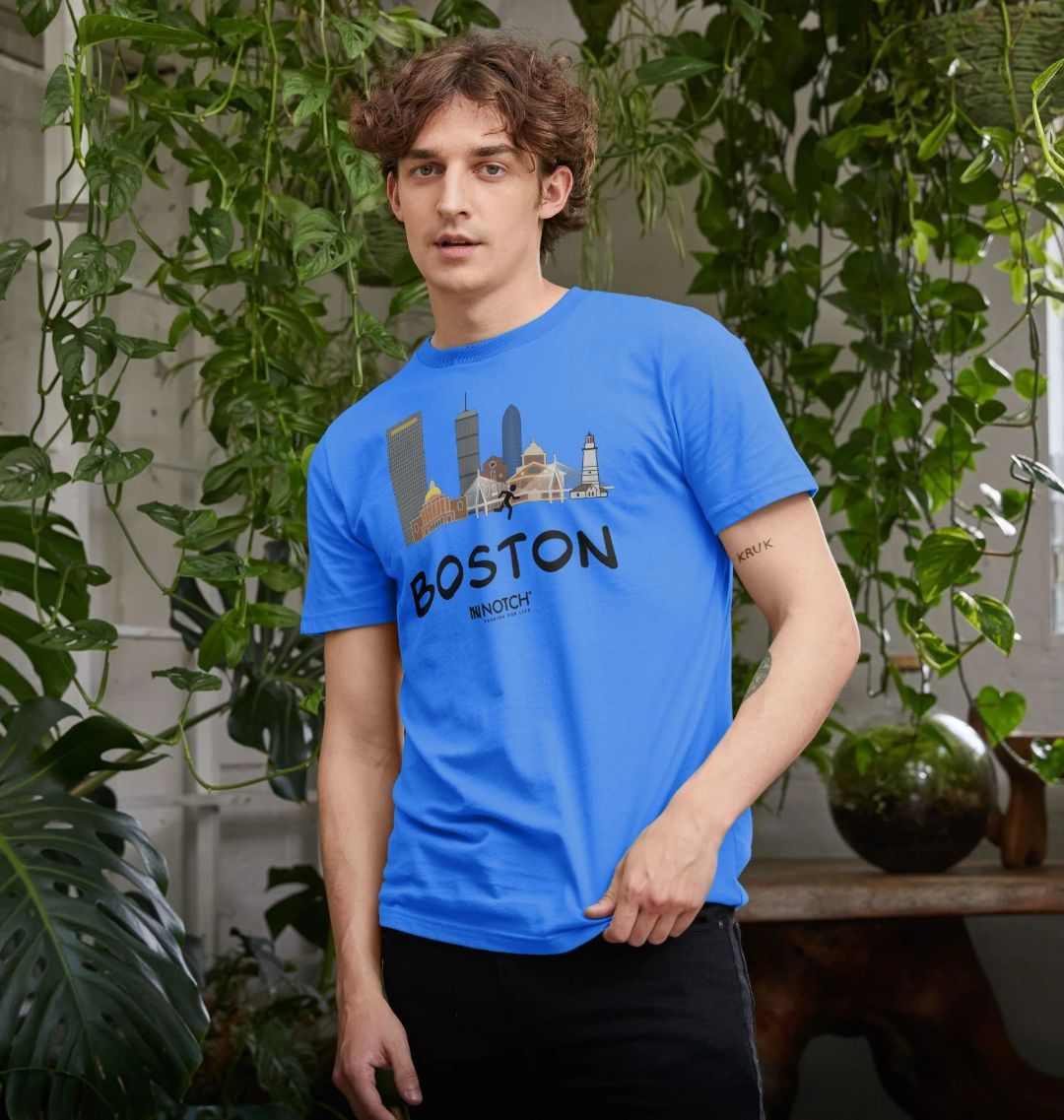 Men's 26.2 Boston Black text T-Shirt