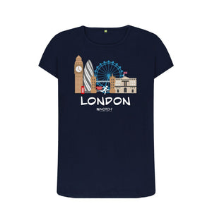 Navy Blue London 26.2 White Text Women's T-Shirt