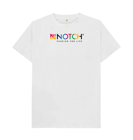 White Men's White Multicoloured Notch Logo T-Shirt