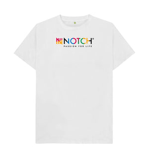 White Men's White Multicoloured Notch Logo T-Shirt