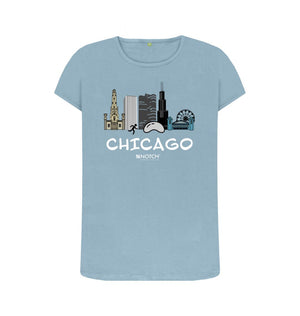 Stone Blue Chicago 26.2 White Text Women's T-Shirt