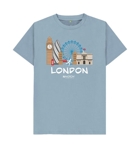 Stone Blue London 26.2 White Text Men's T-Shirt