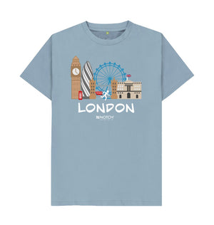 Stone Blue London 26.2 White Text Men's T-Shirt