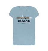 Stone Blue Berlin 25.2 Black Text Women's T-Shirt