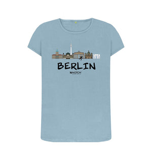 Stone Blue Berlin 25.2 Black Text Women's T-Shirt