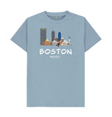 Stone Blue Boston 26.2 White Text Men's T-Shirt