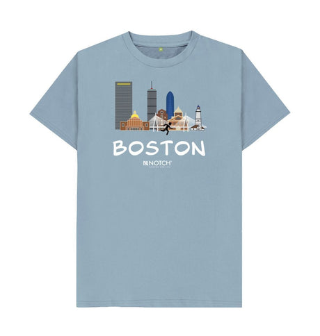 Stone Blue Boston 26.2 White Text Men's T-Shirt