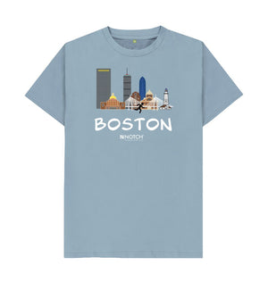 Stone Blue Boston 26.2 White Text Men's T-Shirt