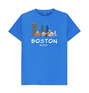 Bright Blue Boston 26.2 White Text Men's T-Shirt