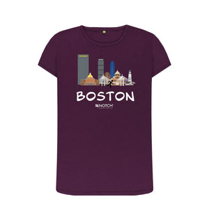 Purple Boston 26.2  White Text Women's T-Shirt