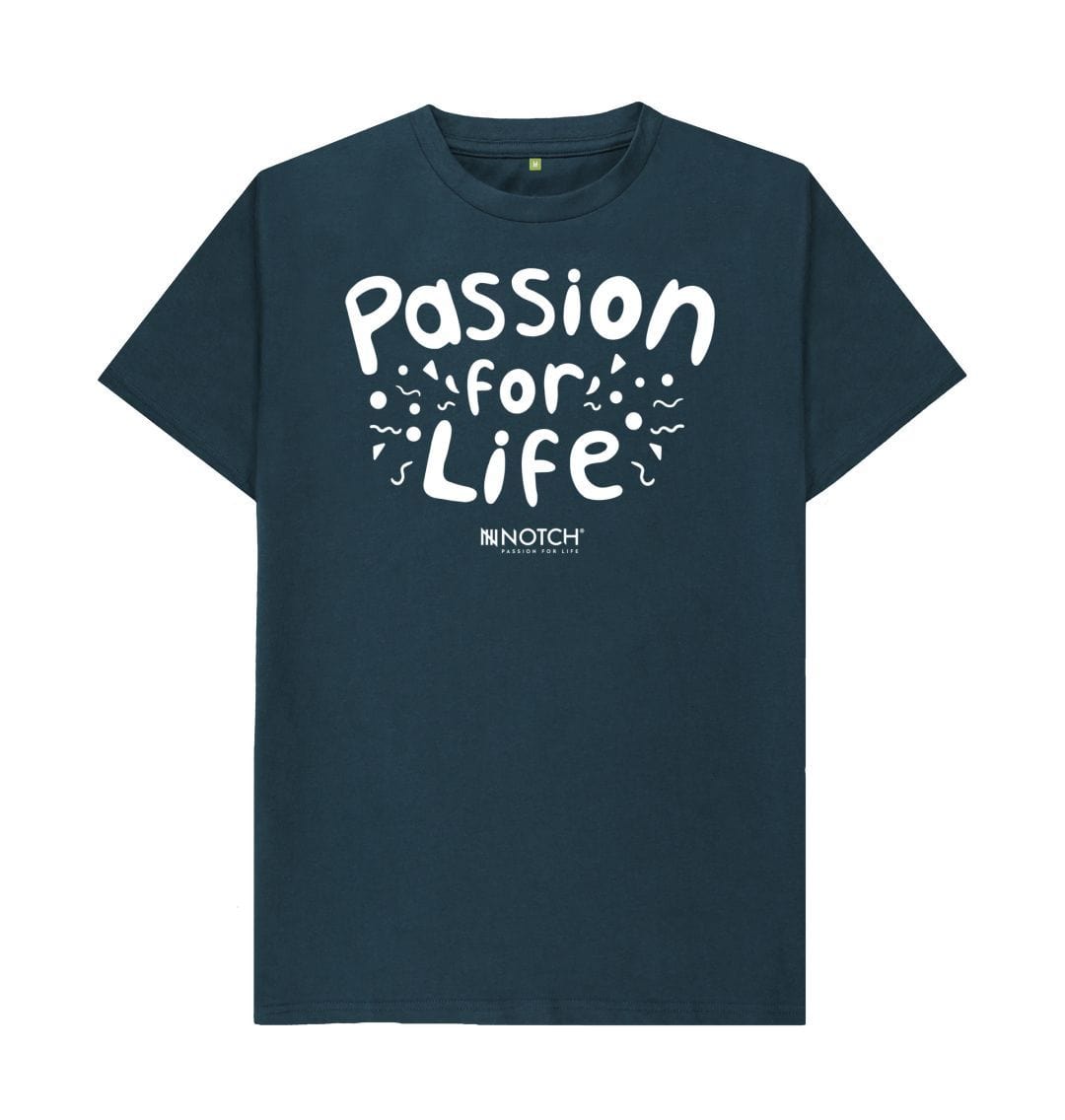 Denim Blue Men's White Bubble Passion For Life T-Shirt