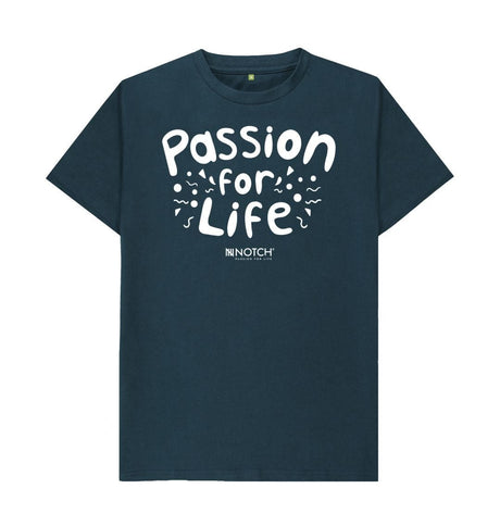 Denim Blue Men's White Bubble Passion For Life T-Shirt
