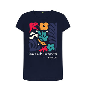 Navy Blue Women's Leave Only Footprints T-Shirt