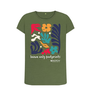Khaki Women's Leave Only Footprints T-Shirt