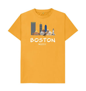 Mustard Boston 26.2 White Text Men's T-Shirt